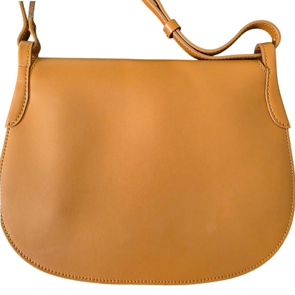Otte New York Tan Leather Greenwich Saddle Bag Italy - Picture 2 of 13